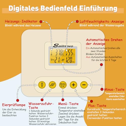 Sailnovo Brutautomat Vollautomatisch für 56 Eier - 2